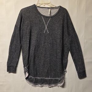 Bellamie Dark Gray Distressed Pullover Sweatshirt